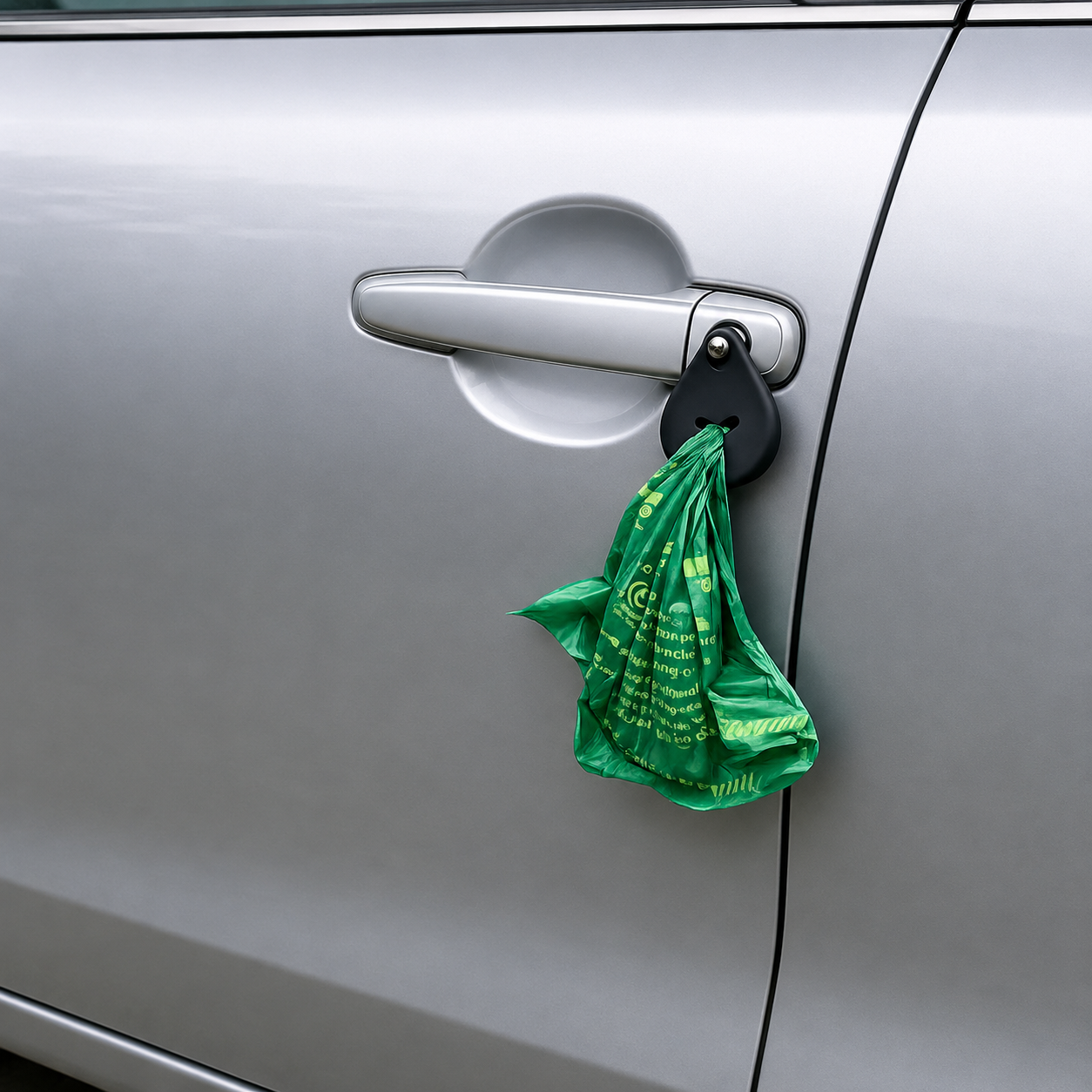Winker snapped to the car door with bag hanging