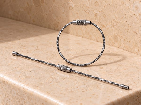 Steel cable loop with screw lock