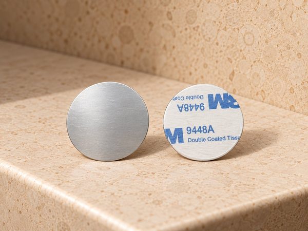 Adhesive steel disk, front and back
